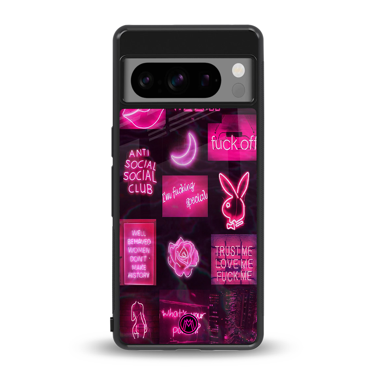 black pink aesthetic collage back phone cover | glass case for google pixel 8 pro