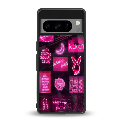 black pink aesthetic collage back phone cover | glass case for google pixel 8 pro