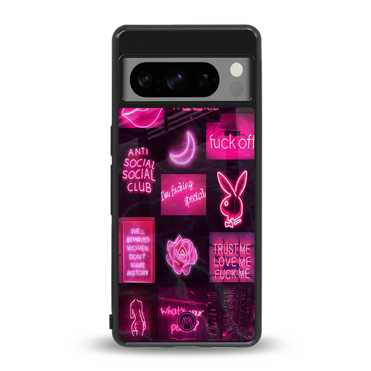 black pink aesthetic collage back phone cover | glass case for google pixel 8 pro