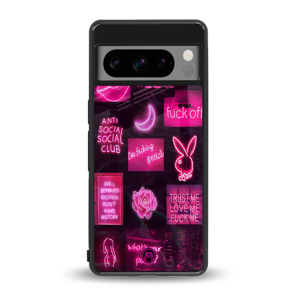black pink aesthetic collage back phone cover | glass case for google pixel 8 pro