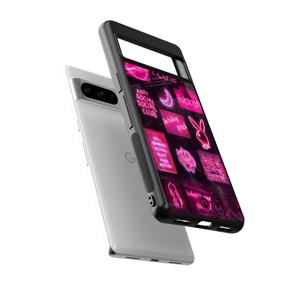 black pink aesthetic collage back phone cover | glass case for google pixel 8 pro