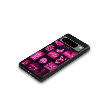 black pink aesthetic collage back phone cover | glass case for google pixel 8 pro