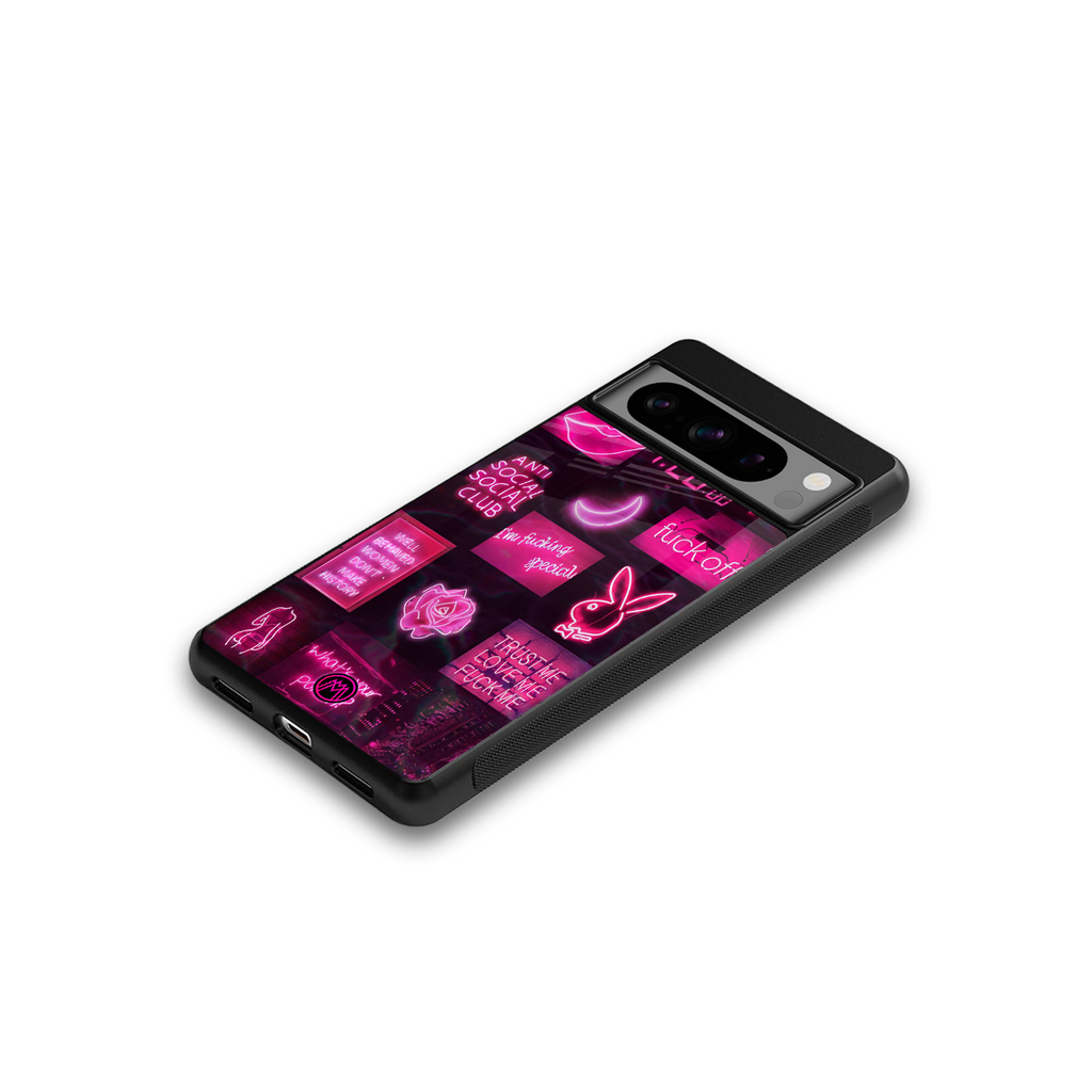 black pink aesthetic collage back phone cover | glass case for google pixel 8 pro