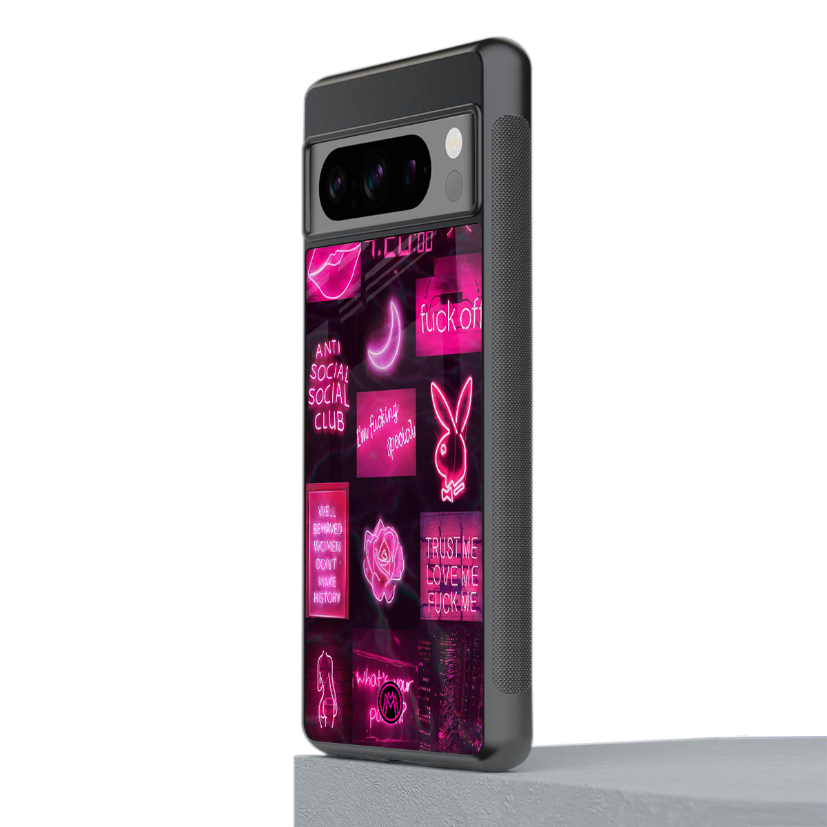 black pink aesthetic collage back phone cover | glass case for google pixel 8 pro