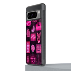 black pink aesthetic collage back phone cover | glass case for google pixel 8 pro