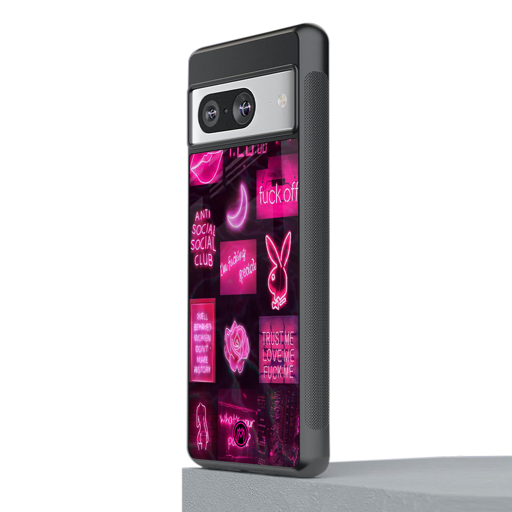 black pink aesthetic collage back phone cover | glass case for Google Pixel 8