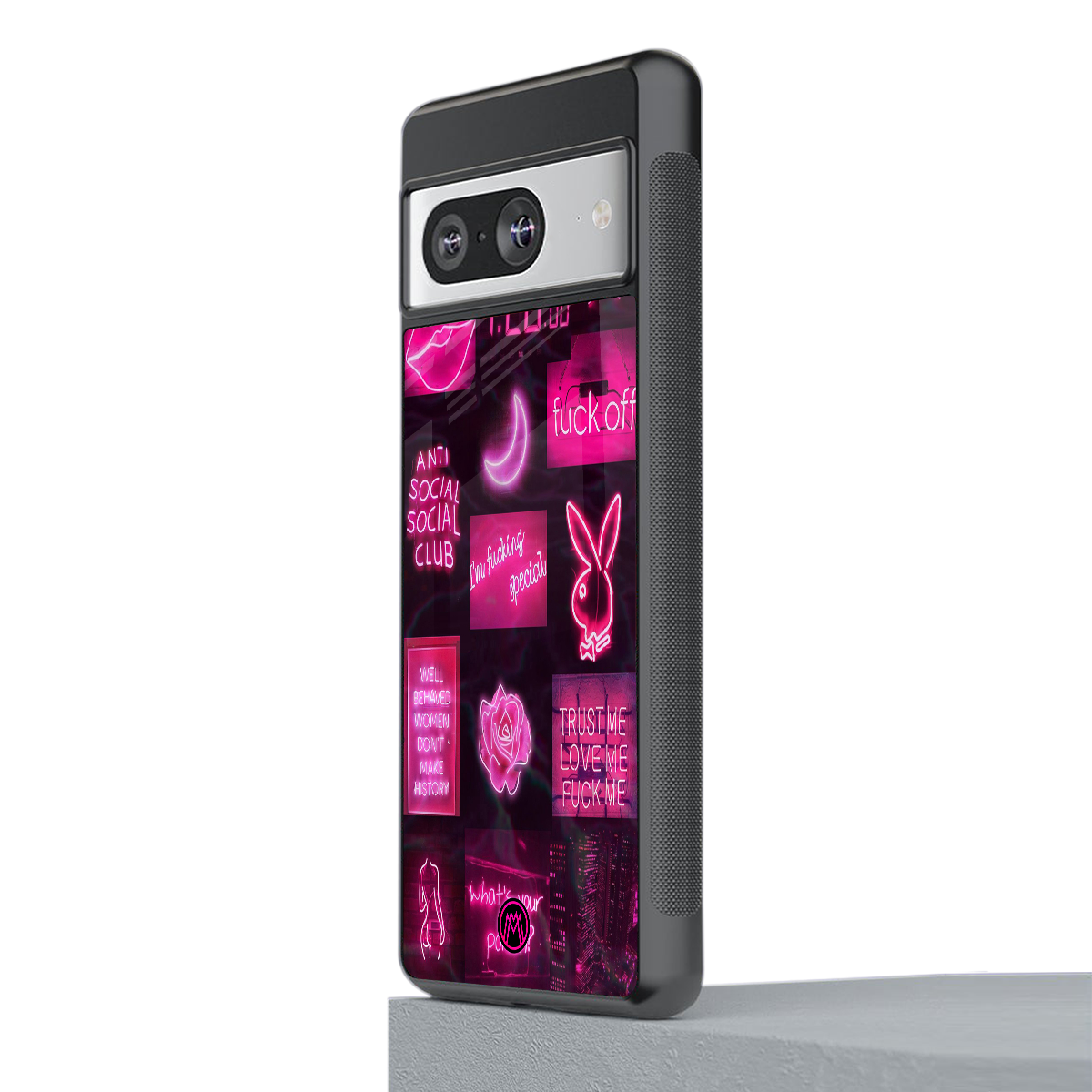 black pink aesthetic collage back phone cover | glass case for Google Pixel 8