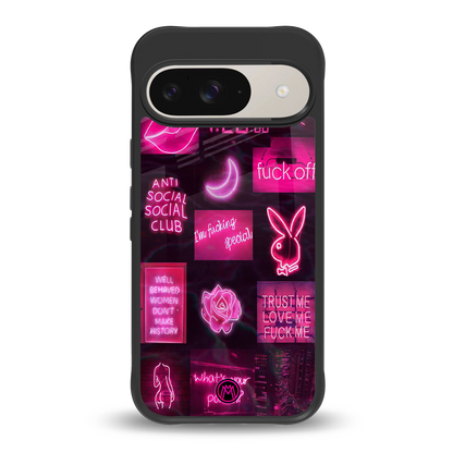 black pink aesthetic collage back phone cover | glass case for google pixel 9