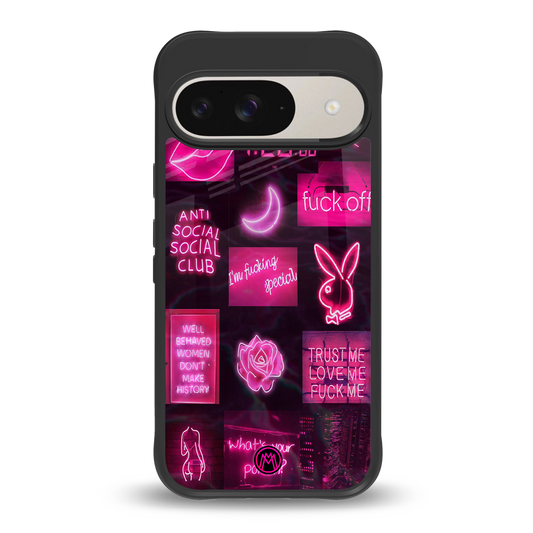 black pink aesthetic collage back phone cover | glass case for google pixel 9
