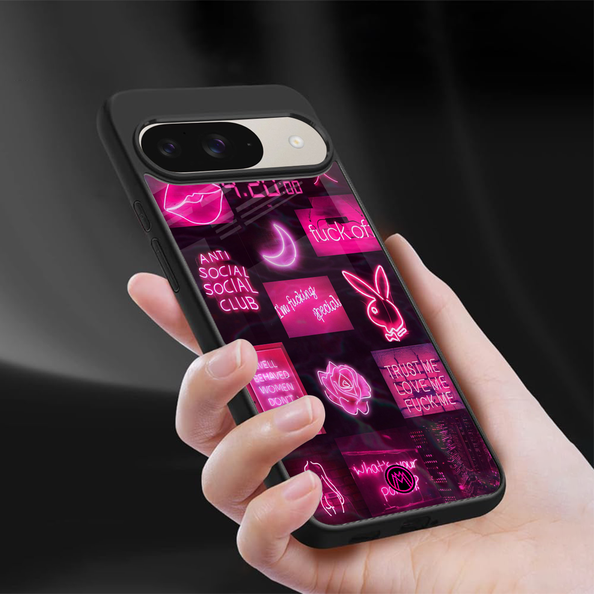 black pink aesthetic collage back phone cover | glass case for google pixel 9
