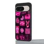black pink aesthetic collage back phone cover | glass case for google pixel 9