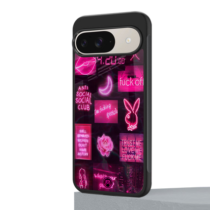black pink aesthetic collage back phone cover | glass case for google pixel 9