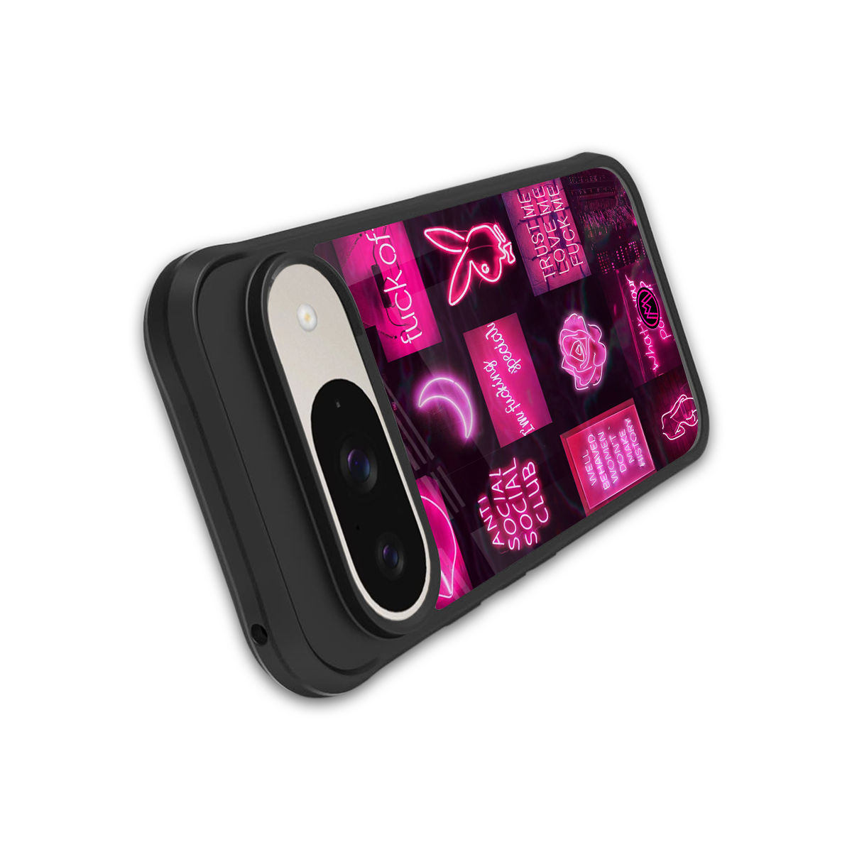 black pink aesthetic collage back phone cover | glass case for google pixel 9