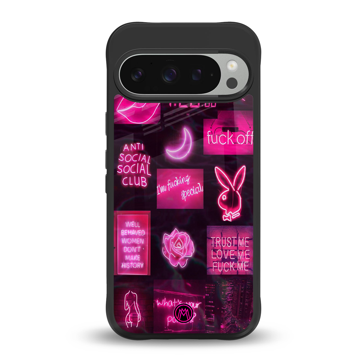 black pink aesthetic collage back phone cover | glass case for google pixel 9 pro xl