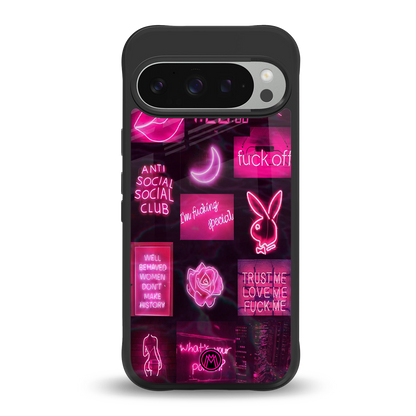 black pink aesthetic collage back phone cover | glass case for google pixel 9 pro xl