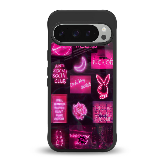 black pink aesthetic collage back phone cover | glass case for google pixel 9 pro xl