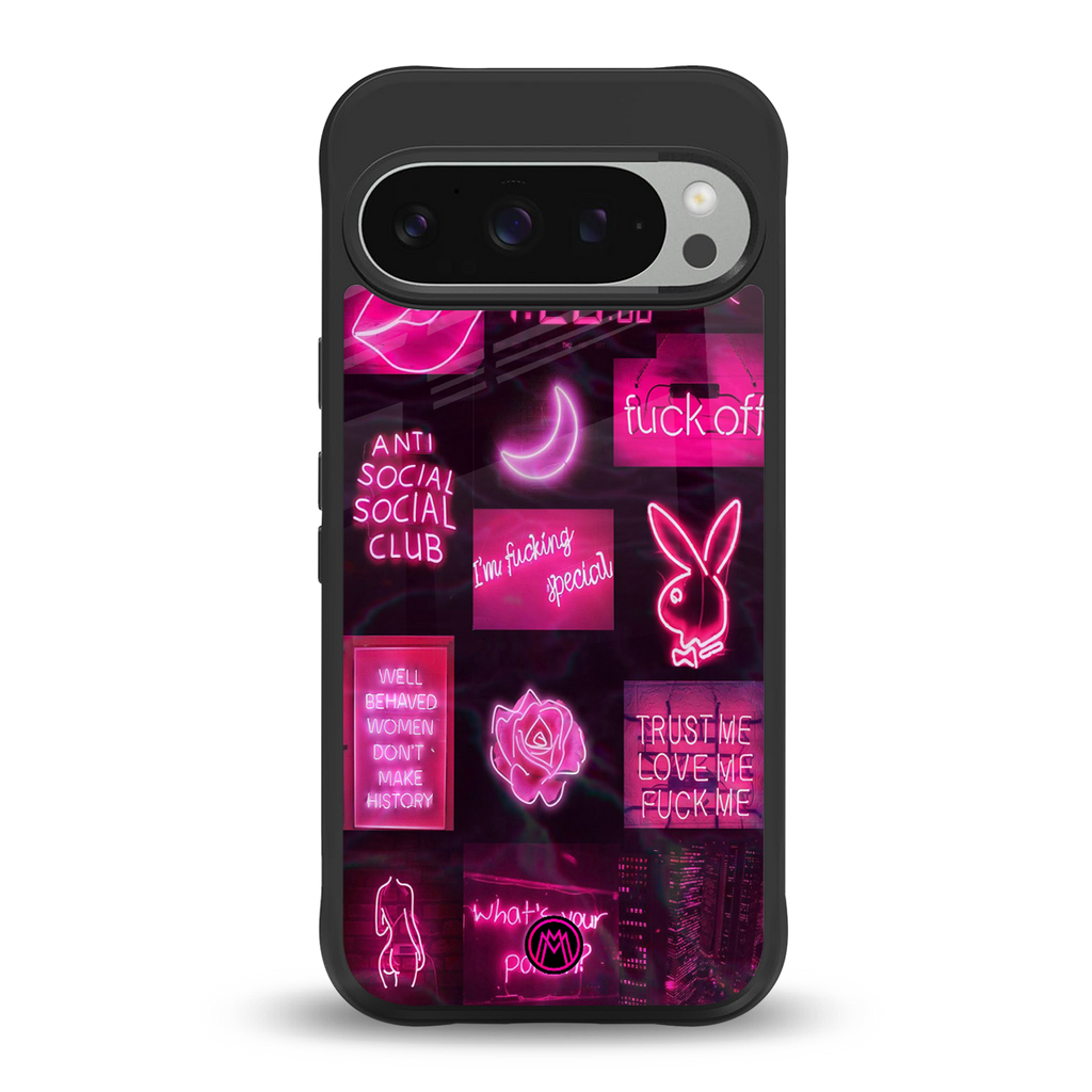 black pink aesthetic collage back phone cover | glass case for google pixel 9 pro