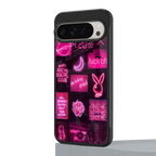 black pink aesthetic collage back phone cover | glass case for google pixel 9 pro