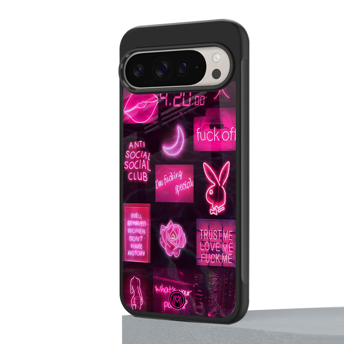 black pink aesthetic collage back phone cover | glass case for google pixel 9 pro xl