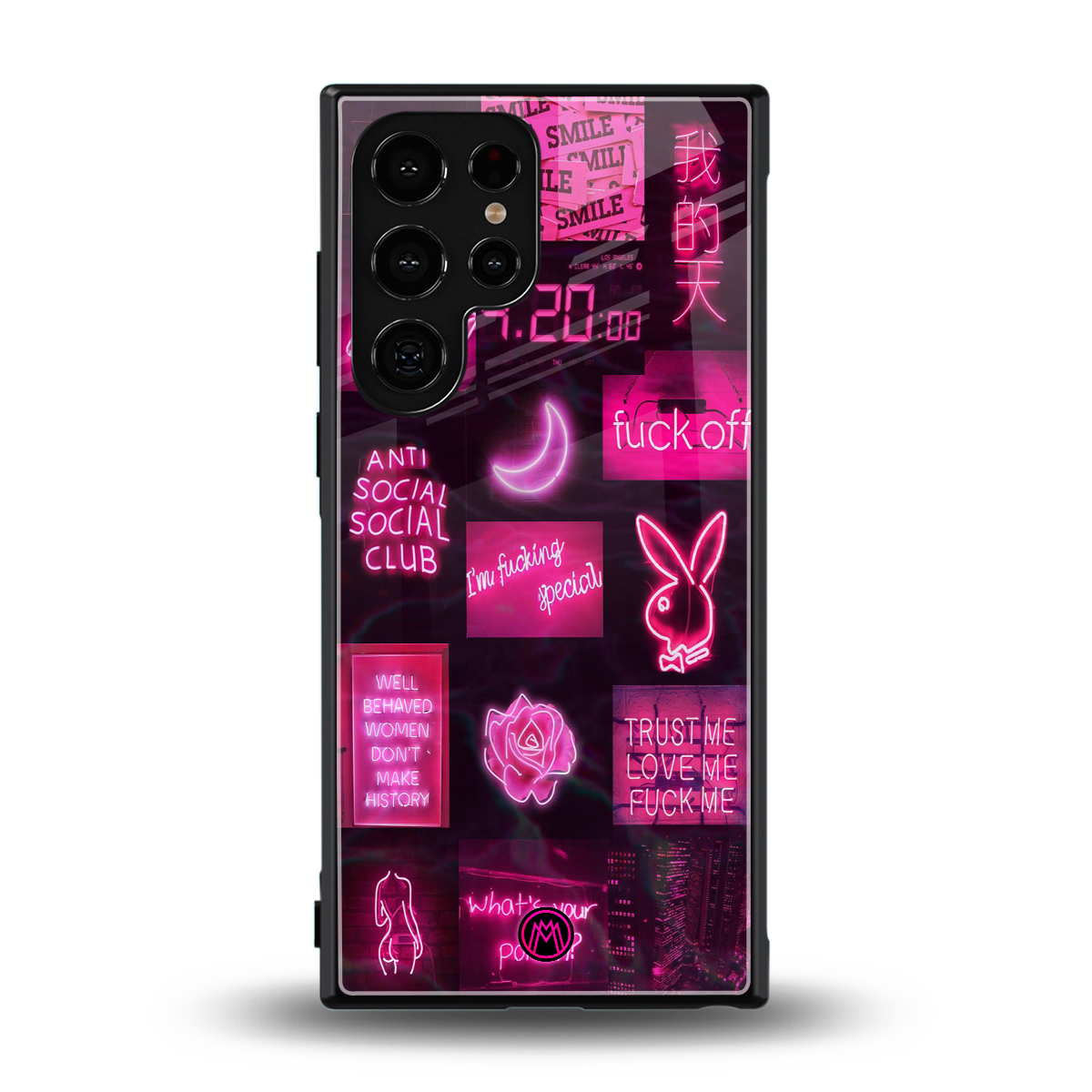 black pink aesthetic collage back phone cover | glass case for samsung galaxy s24 ultra