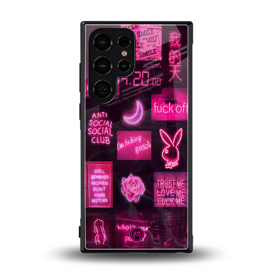 black pink aesthetic collage back phone cover | glass case for samsung galaxy s24 ultra