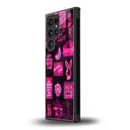 black pink aesthetic collage back phone cover | glass case for samsung galaxy s24 ultra