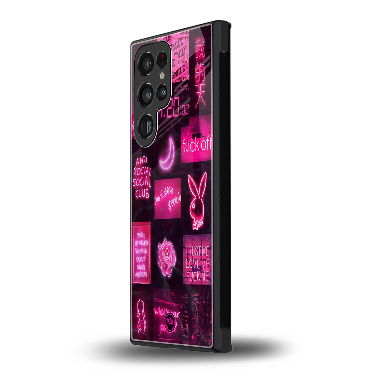 black pink aesthetic collage back phone cover | glass case for samsung galaxy s24 ultra