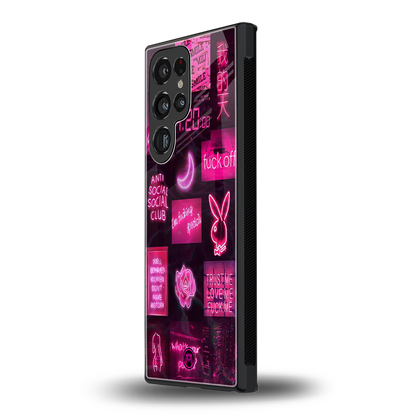 black pink aesthetic collage back phone cover | glass case for samsung galaxy s24 ultra