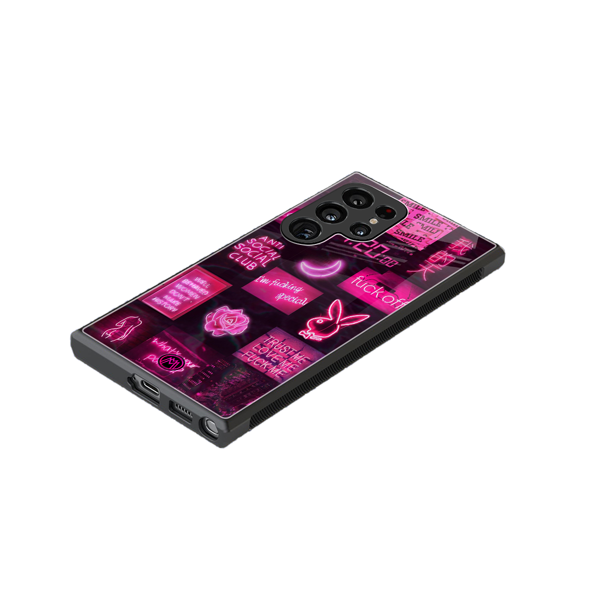 black pink aesthetic collage back phone cover | glass case for samsung galaxy s24 ultra