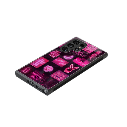 black pink aesthetic collage back phone cover | glass case for samsung galaxy s24 ultra