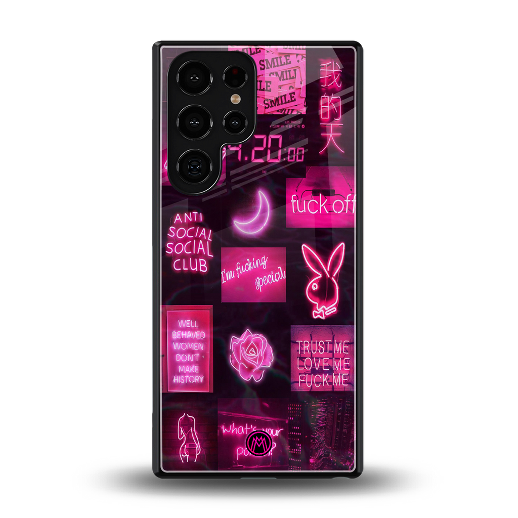 black pink aesthetic collage back phone cover | glass case for samsung galaxy s25 ultra