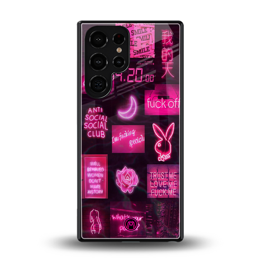 black pink aesthetic collage back phone cover | glass case for samsung galaxy s25 ultra