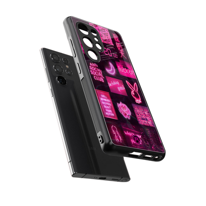 black pink aesthetic collage back phone cover | glass case for samsung galaxy s25 ultra