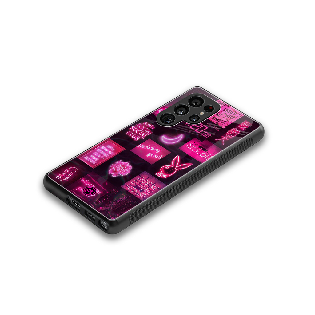 black pink aesthetic collage back phone cover | glass case for samsung galaxy s25 ultra