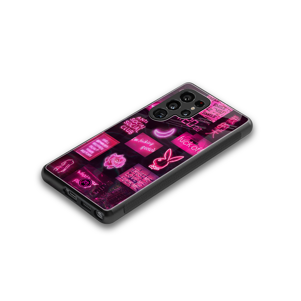 black pink aesthetic collage back phone cover | glass case for samsung galaxy s25 ultra