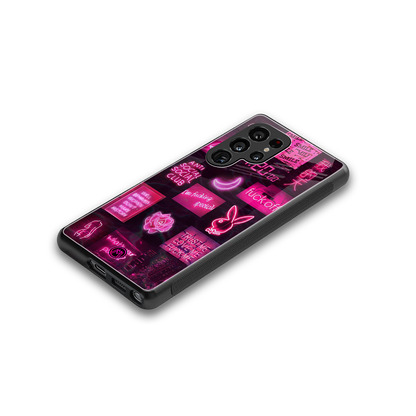 black pink aesthetic collage back phone cover | glass case for samsung galaxy s25 ultra