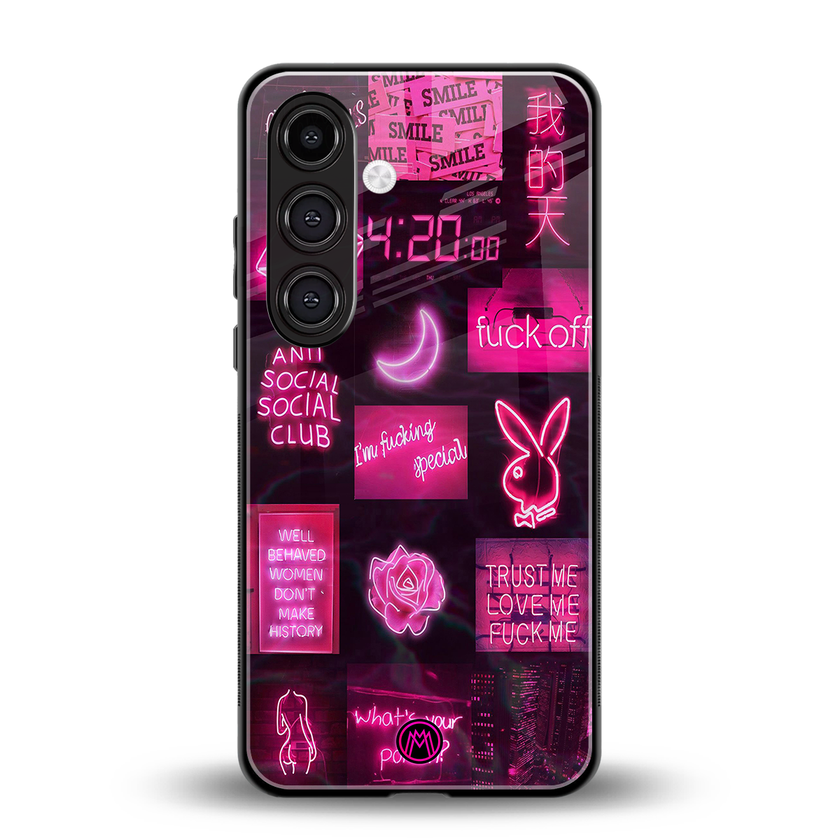 black pink aesthetic collage back phone cover | glass case for samsung galaxy s24
