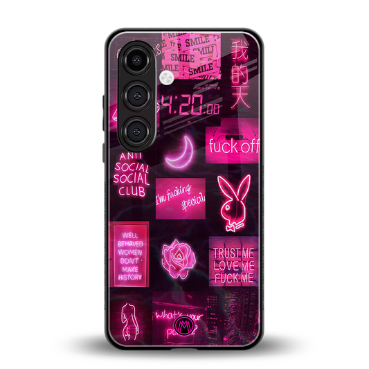 black pink aesthetic collage back phone cover | glass case for samsung galaxy s23