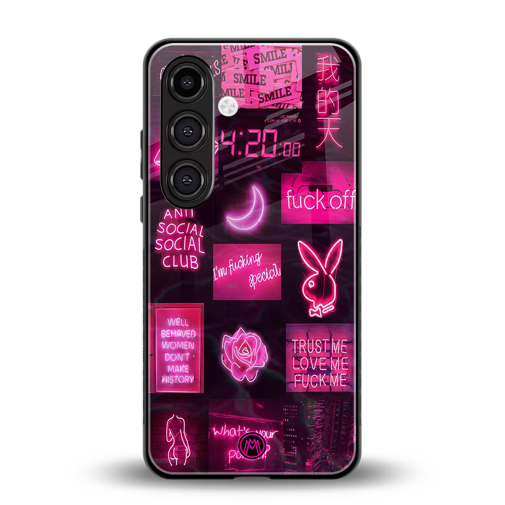 black pink aesthetic collage back phone cover | glass case for samsung galaxy s24 plus