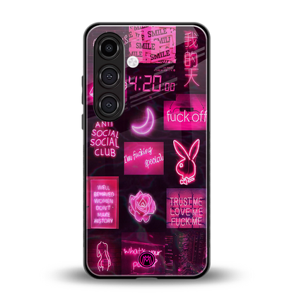 black pink aesthetic collage back phone cover | glass case for samsung galaxy s24 plus