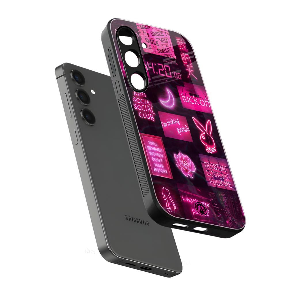 black pink aesthetic collage back phone cover | glass case for samsung galaxy s23