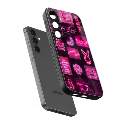 black pink aesthetic collage back phone cover | glass case for samsung galaxy s24 plus