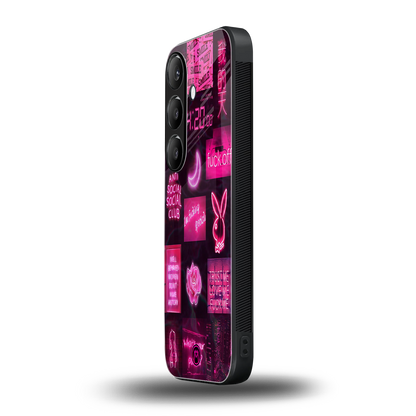 black pink aesthetic collage back phone cover | glass case for samsung galaxy s23