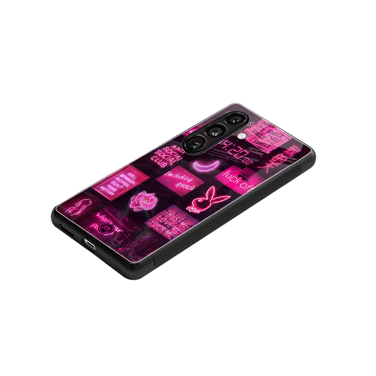 black pink aesthetic collage back phone cover | glass case for samsung galaxy s24 fe