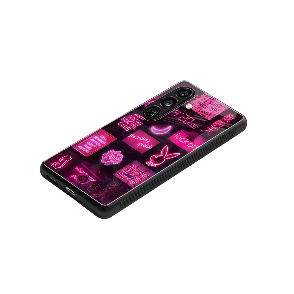 black pink aesthetic collage back phone cover | glass case for samsung galaxy s25 plus