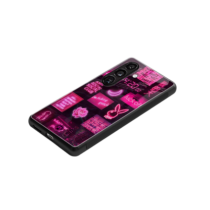 black pink aesthetic collage back phone cover | glass case for samsung galaxy s23 plus