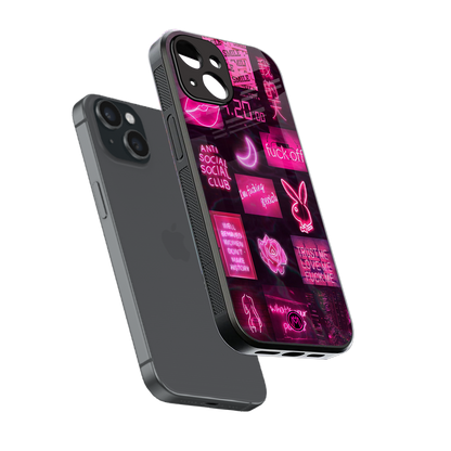 black pink aesthetic collage back phone cover | glass case for iphone 14