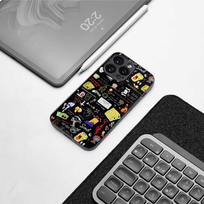 black aesthetic collage back phone cover | glass case for samsung galaxy s24 ultra