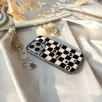 black cherries check pattern back phone cover | glass case for oneplus nord ce 4 lite