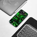 black green aesthetic collage back phone cover | glass case for iphone 15